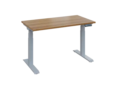 Fleximax 27-12 výškově nastavitelný stůl, kovová podnož stříbrná, deska 25 mm, široký 1200 mm, ořech světlý